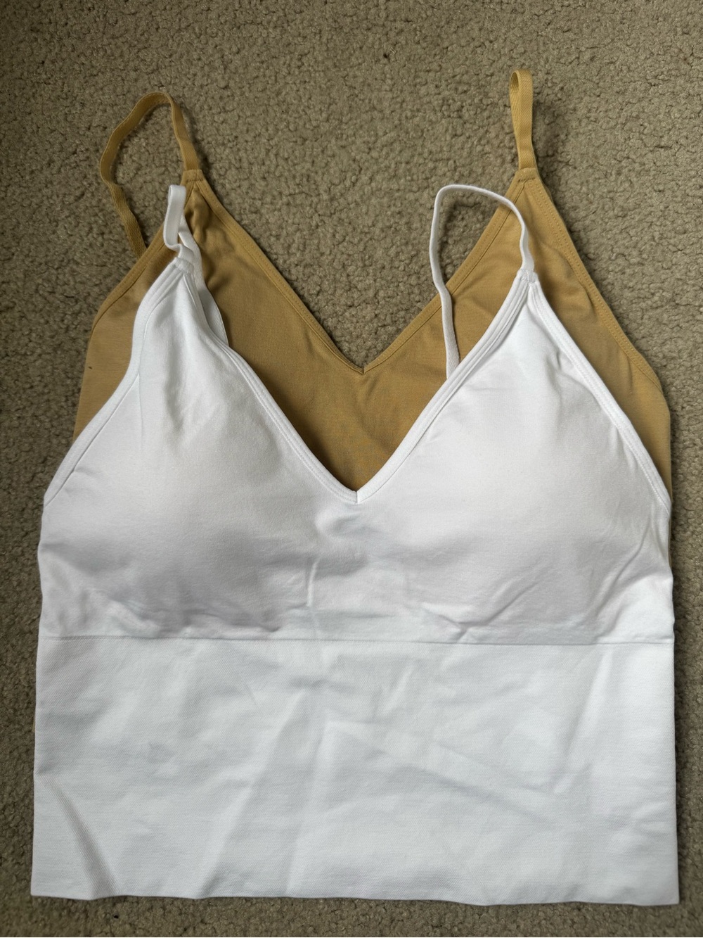Streetwear Society V-Neck Bandeau Bralettes - White & Tan
